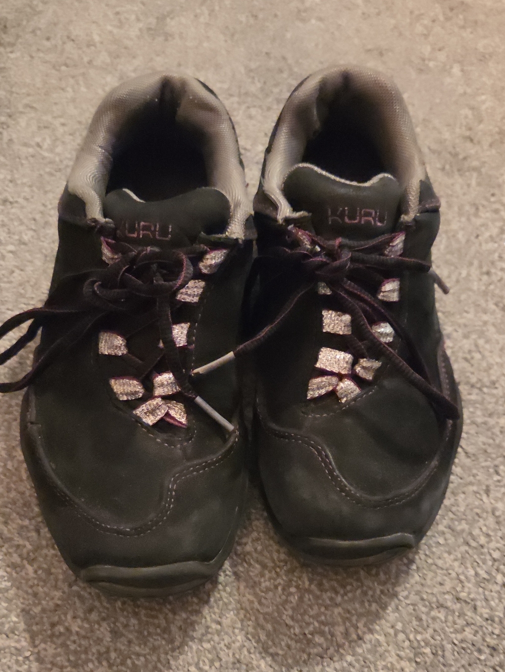 KURU Women's Black Athletic Sneakers with Pink Accents